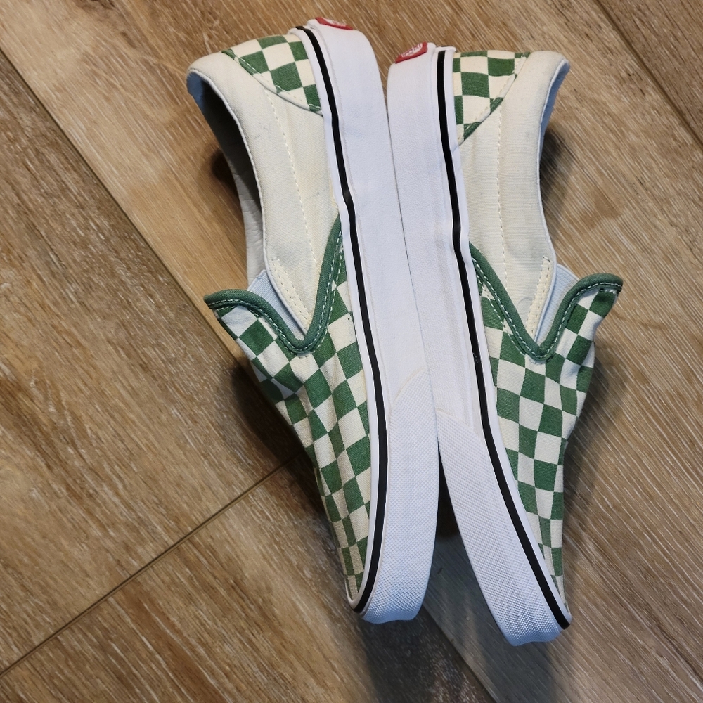 Vans Classic Slip-On Checkerboard – Green & White – Mens 6 / Womens 7.5 - Picture 6 of 7